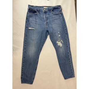 Levi’s Wedgie Medium Wash Distressed Jeans High Rise Grunge Blue Women Size 32